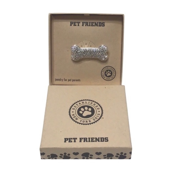 Pet Friends Rhinestone Bone Brooch.  New in box - Picture 1 of 3